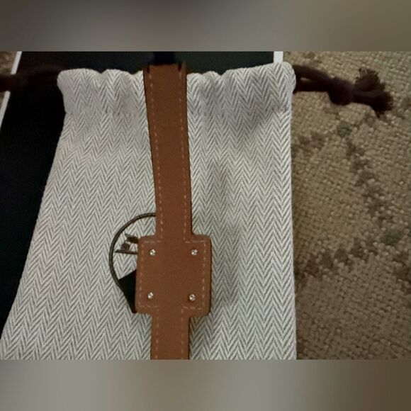 HERMES Authentic O'Kelly Black Swift leather double wrap bracelet w silver NWOT - Picture 6 of 11